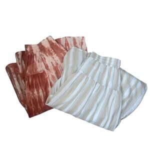 Bundle of 2 New Directions Skirts Maxi Elastic Waist Tiered Boho Peasant Medium